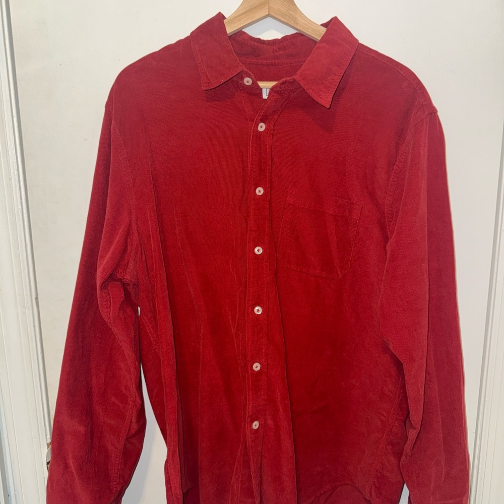 Red Corduroy Button-Up Shirt (Boutique, Large)